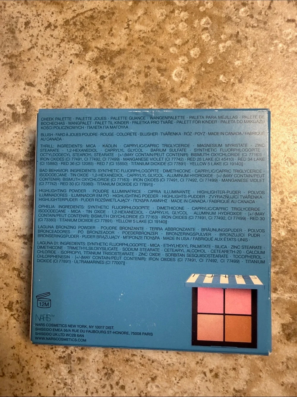 NARS Hot Escape cheek palette 1. Thrill/Bad Behavior/Ophelia/Laguna 01. New
